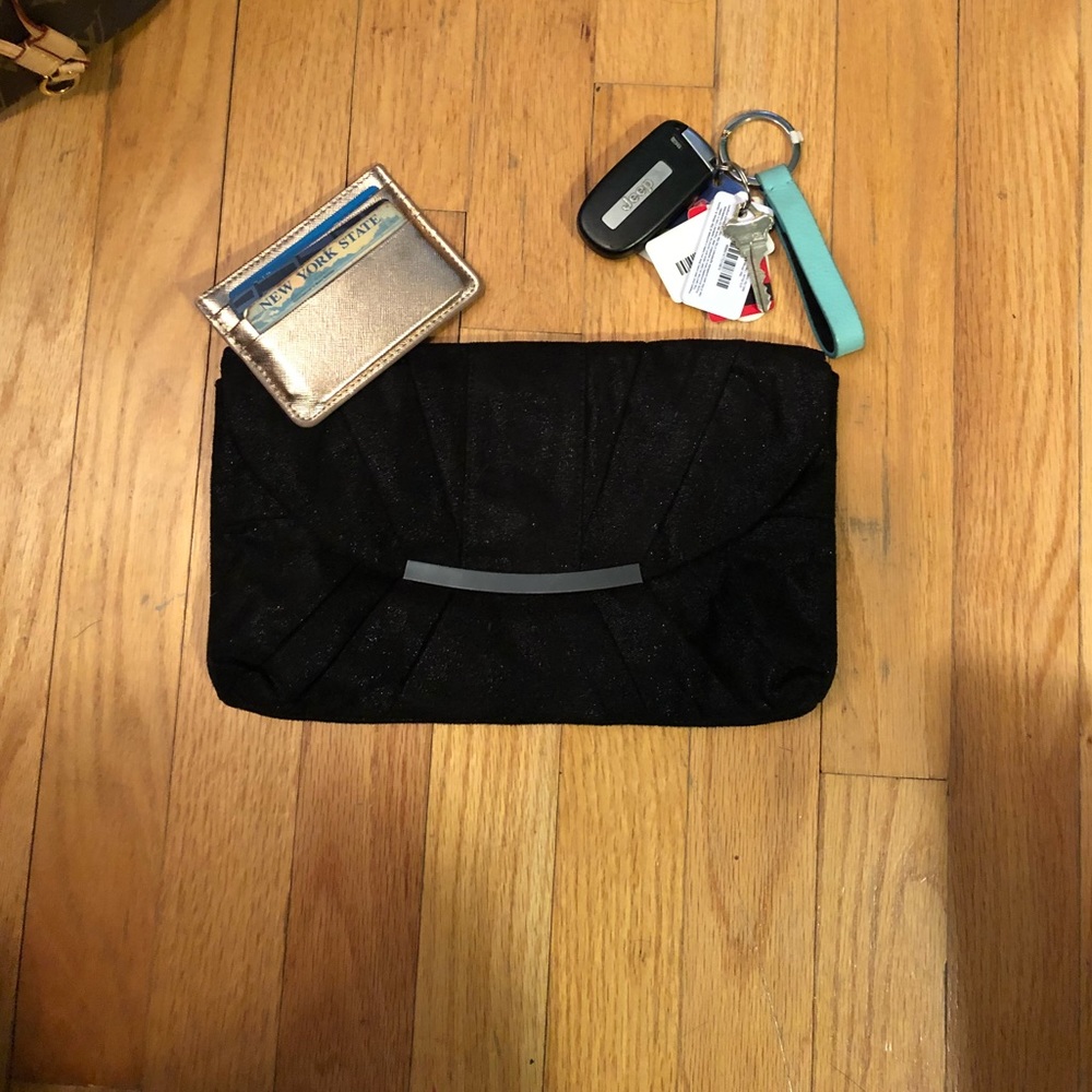 Poppie Jones Black With Blue Shimmer Clutch
